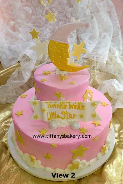 Moon and Stars Baby Celebration Tier Cake