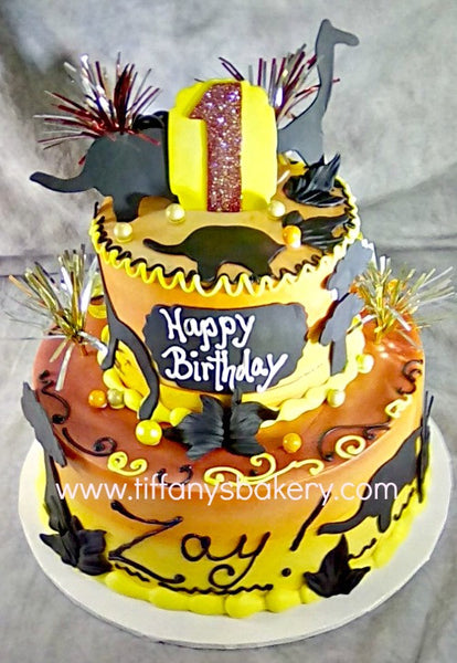Safari Silhouette Celebration Tier Cake