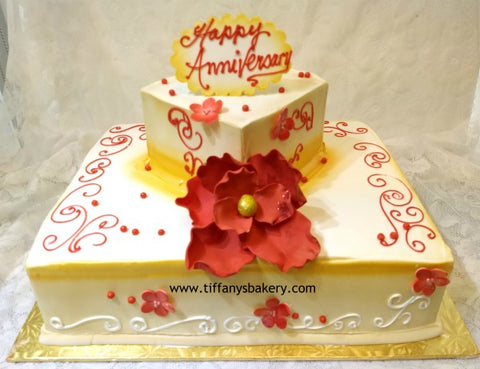 Double Layer Half  Sheet and 6" Square Anniversary Cake