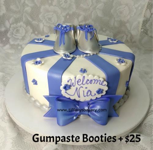 Baby Booties on Round Cake