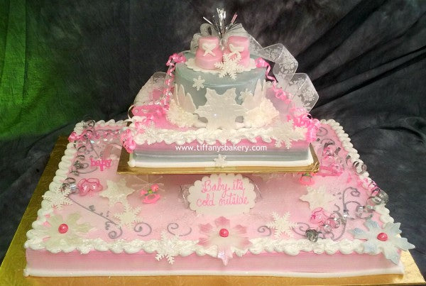 Baby Shower Full Sheet with 1/4 Sheet and 6" Double Layer Round Cake
