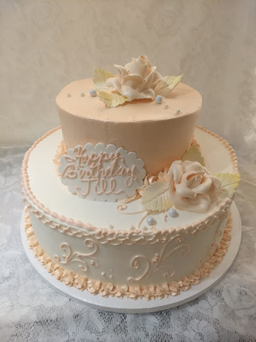 Peach and Ivory Celebration Tier Cake