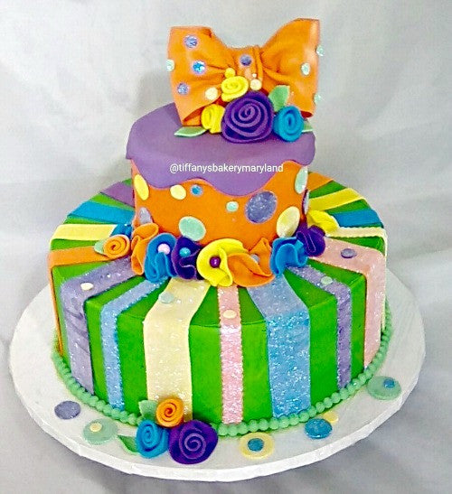 Bright Stripes Celebration Tier Cake