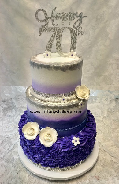 Rosette Three Tier Celebration Tier Cake - 6", 8" and 10" Tiers
