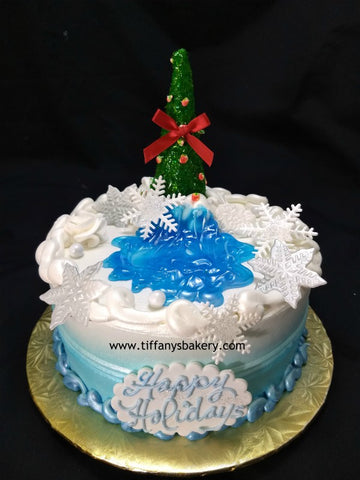 Christmas Tree on Round Cake