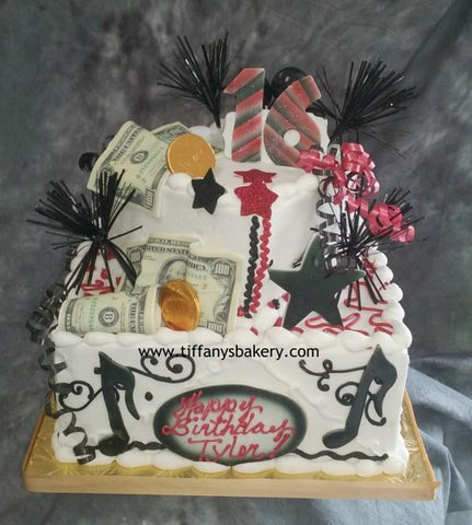Square Celebration 6" & 10" Two Tier Cake with Money Design