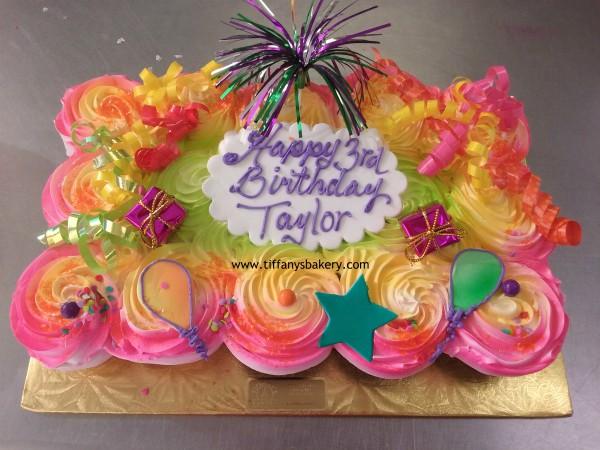 Cupcake Cake with Party Decorations