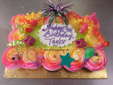 Cupcake Cake with Party Decorations