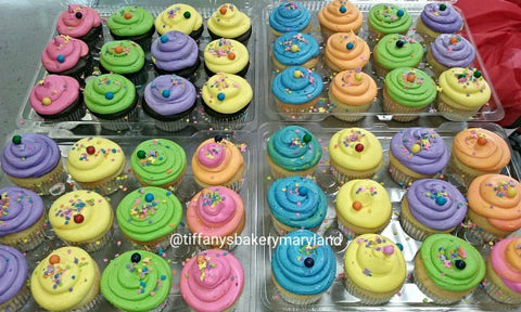 Cupcakes with Colored Buttercream - Dozen