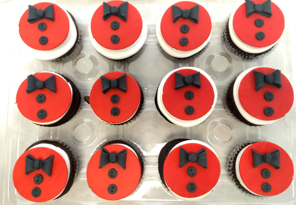 Fondant Covered Cupcakes Dozen - Bow Tie, 16 Birthday