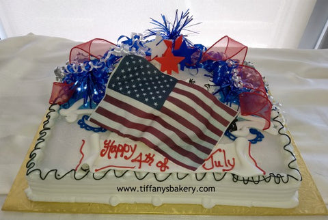 Half Sheet with 8 Inch Round Single Layer Cake - American Flag