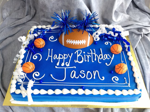 Football with Poptop on Sheet  Cake