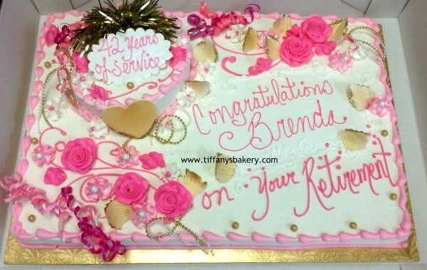 Full Sheet Cake with Single 8" Round Cake - Retirement