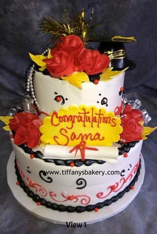 Graduation Celebration Tier Cake with Plastic Cap