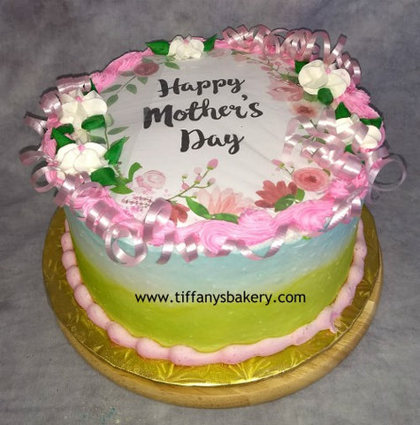 Mother's Day Laurel Edible Image Round Cake #43474