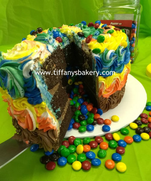 M&M Chocolate Cake 8 3 layer round – Tiffany's Bakery