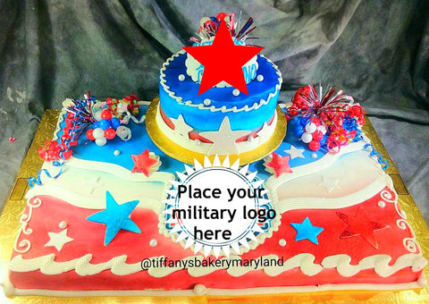 Military Celebration Full Sheet with 8" Double Layer Cake