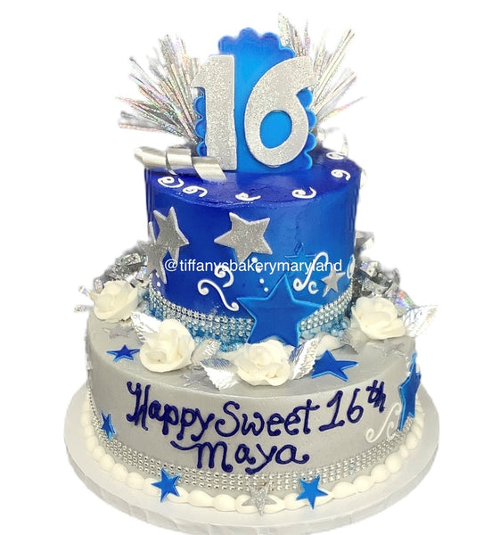 Celebration Tier Cake with Bling and Stars