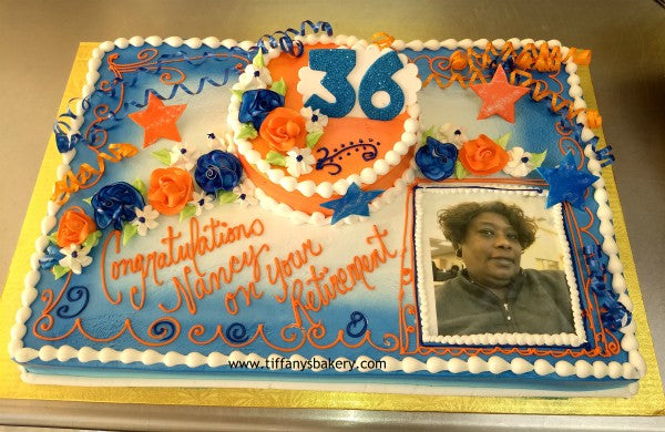 Full Sheet Cake with Single 8" Round Cake - Retirement