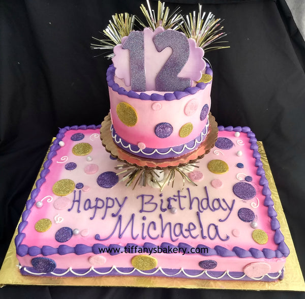Half Sheet Cake with 6" Round - Birthday