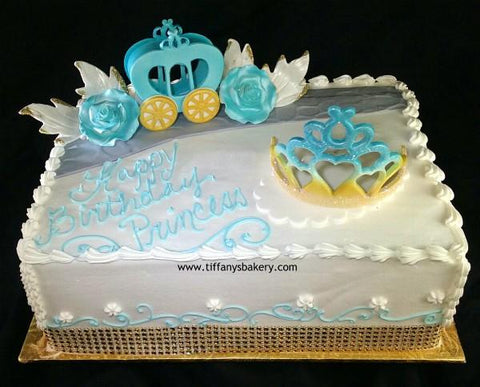 Princess Coach and Crown Double Layer 1/4 Sheet Cake