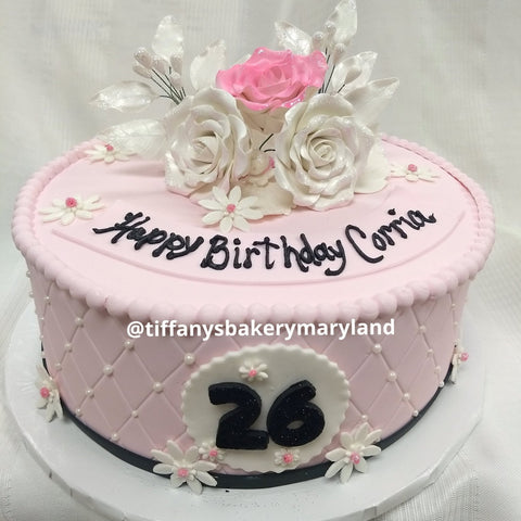 Fondant Covered  Round  Diamond Quilted Cake