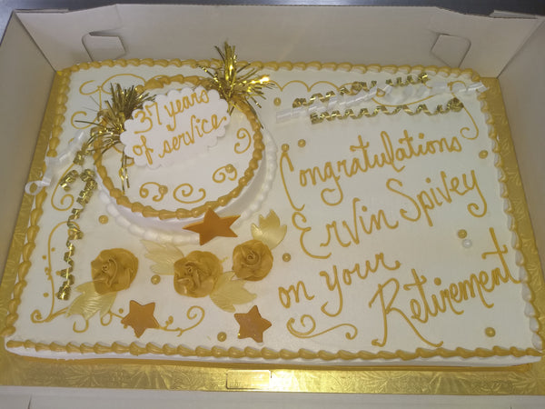 Full Sheet Cake with Single 8" Round Cake - Retirement