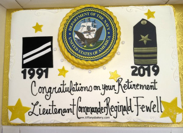 Full Sheet Cake with Single 8" Round Cake - Retirement