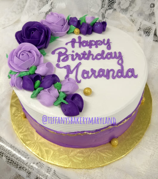 Flowers on  8" Round, Purple - New