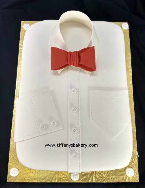 White Shirt with Bow Tie Sculpured Cake Tiffany's Bakery White Shirt with Bow Tie Sculpured Cake Tiffany's Bakery