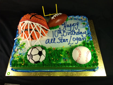 Sports Balls on Sheet Cake