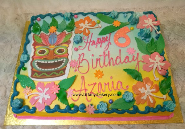 Hibiscus Flower and Totem Pole Sheet Cake
