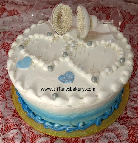 Valentine Champagne Toast Round Cake