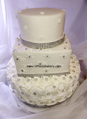 Rosettes with Diamonds Premier Wedding Cake