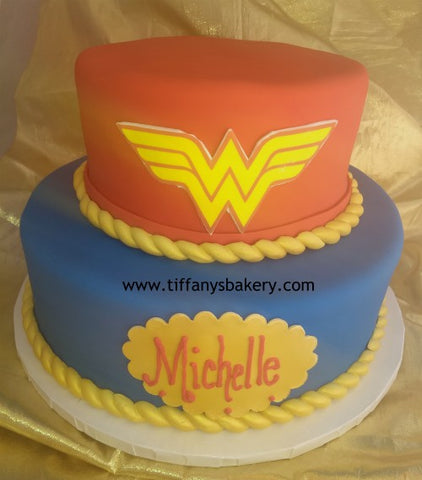 Wonder Woman Rolled Fondant Celebration Tier Cake