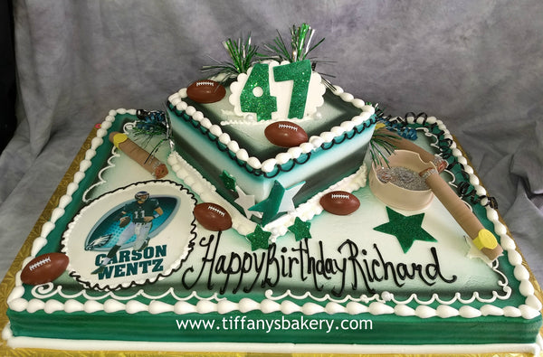 Footballs and Cigars on Full Sheet with Stacked  8"  Square