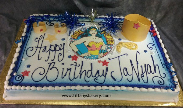 Wonder Woman Sheet Cake with Crown